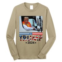 Donald Trump In Garbage Truck Team Garbage For Trump 2024 Long Sleeve Shirt