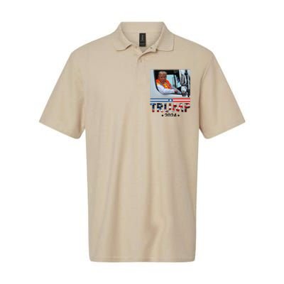 Donald Trump In Garbage Truck Team Garbage For Trump 2024 Softstyle Adult Sport Polo