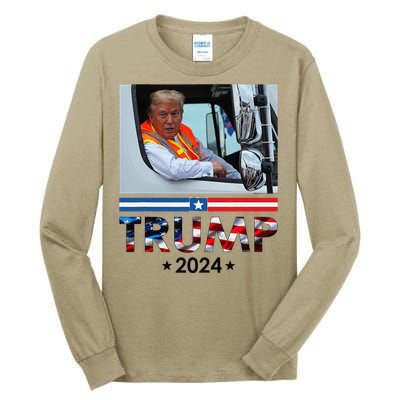 Donald Trump In Garbage Truck Team Garbage For Trump 2024 Tall Long Sleeve T-Shirt