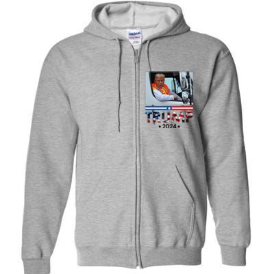 Donald Trump In Garbage Truck Team Garbage For Trump 2024 Full Zip Hoodie