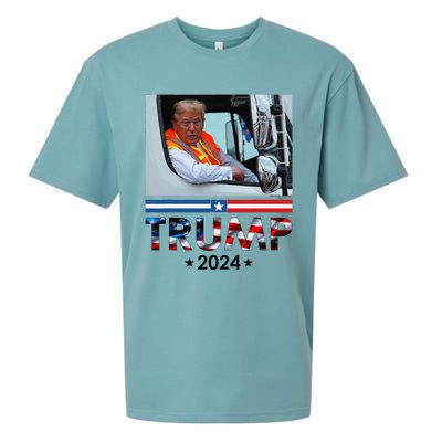 Donald Trump In Garbage Truck Team Garbage For Trump 2024 Sueded Cloud Jersey T-Shirt