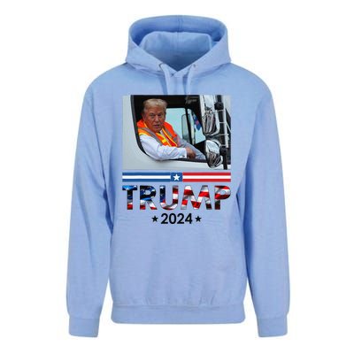 Donald Trump In Garbage Truck Team Garbage For Trump 2024 Unisex Surf Hoodie