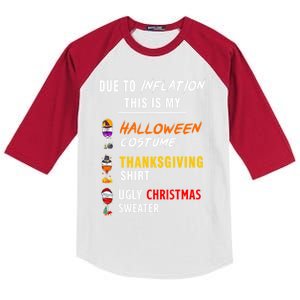 Due To Inflation This Is My Halloween Costume Ugly Christmas Meaningful Gift Kids Colorblock Raglan Jersey