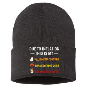 Due To Inflation This Is My Funny Halloween Costume Sustainable Knit Beanie