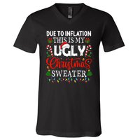 Due To Inflation Ugly Christmas Sweaters Funny V-Neck T-Shirt