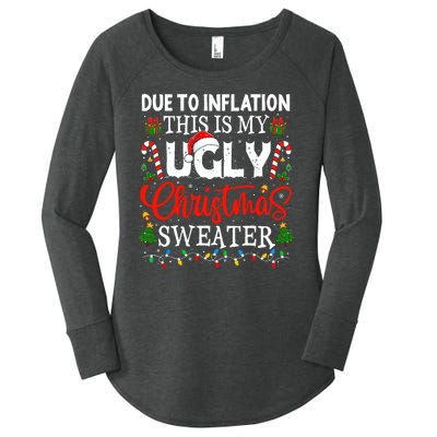 Due To Inflation Ugly Christmas Sweaters Funny Women's Perfect Tri Tunic Long Sleeve Shirt