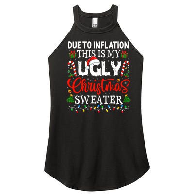 Due To Inflation Ugly Christmas Sweaters Funny Women’s Perfect Tri Rocker Tank