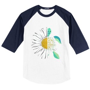 Daisy Turtle In A World Full Of Grandmas Be A Gammy Funny Gift Baseball Sleeve Shirt