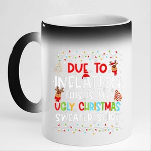 Due To Inflation Ugly Christmas Sweaters Funny 11oz Black Color Changing Mug