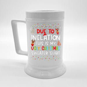 Due To Inflation Ugly Christmas Sweaters Funny Beer Stein