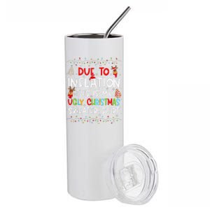 Due To Inflation Ugly Christmas Sweaters Funny Stainless Steel Tumbler