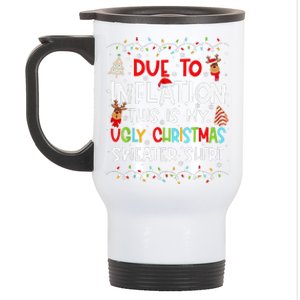 Due To Inflation Ugly Christmas Sweaters Funny Stainless Steel Travel Mug