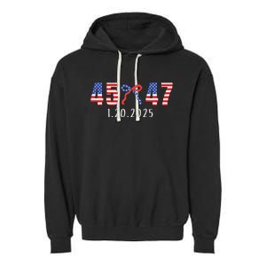 Donald Trump Inauguration Day 2025 45 47 American Flag Garment-Dyed Fleece Hoodie