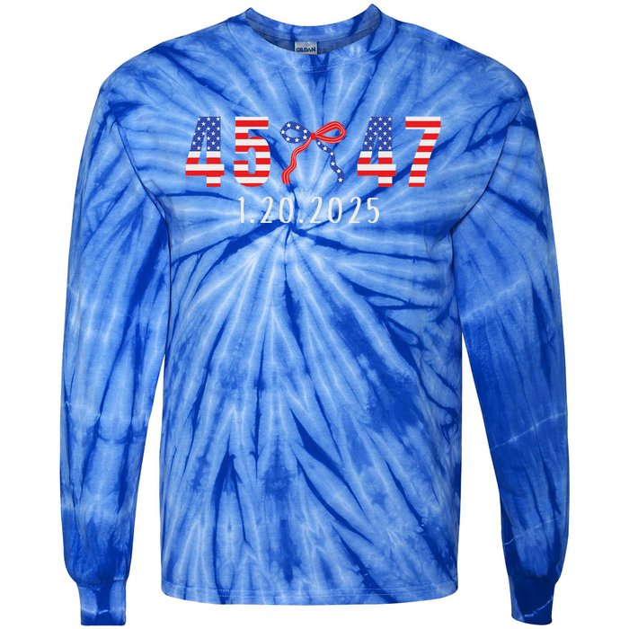 Donald Trump Inauguration Day 2025 45 47 American Flag Tie-Dye Long Sleeve Shirt