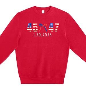 Donald Trump Inauguration Day 2025 45 47 American Flag Premium Crewneck Sweatshirt