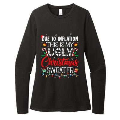 Due To Inflation Ugly Christmas Sweaters Funny Womens CVC Long Sleeve Shirt