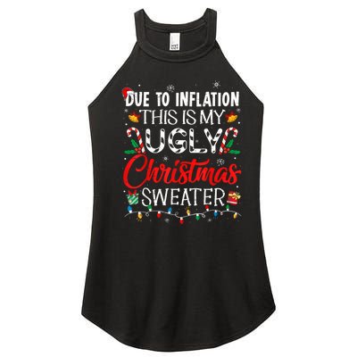 Due To Inflation Ugly Christmas Sweaters Funny Women’s Perfect Tri Rocker Tank