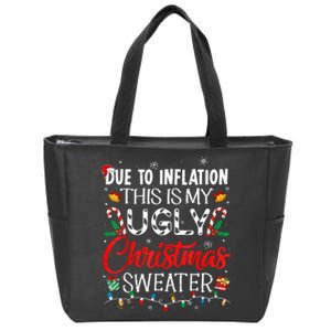 Due To Inflation Ugly Christmas Sweaters Funny Zip Tote Bag