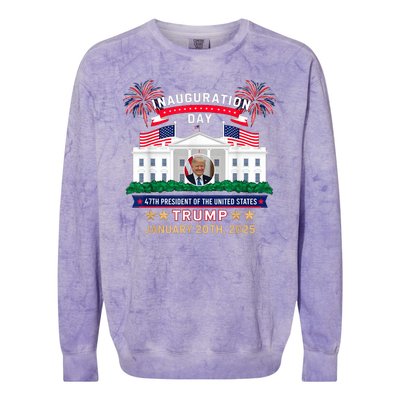 Donald Trump Inauguration Day 2025 47th President 47 Us Flag Colorblast Crewneck Sweatshirt