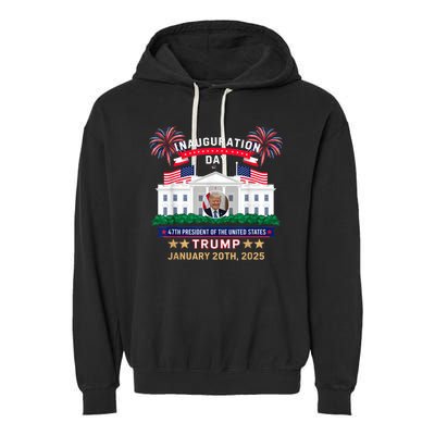 Donald Trump Inauguration Day 2025 47th President 47 Us Flag Garment-Dyed Fleece Hoodie