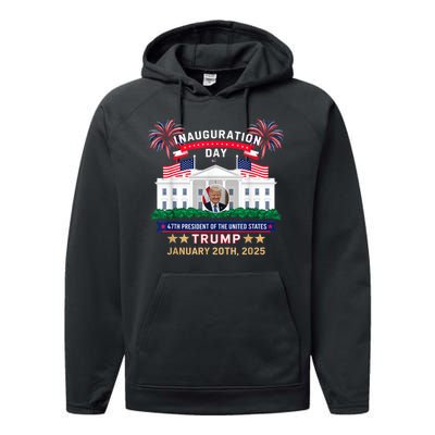 Donald Trump Inauguration Day 2025 47th President 47 Us Flag Performance Fleece Hoodie