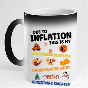 Due To Inflation This Is My Halloween Thanksgiving Christmas 11oz Black Color Changing Mug