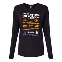 Due To Inflation This Is My Halloween Thanksgiving Christmas Womens Cotton Relaxed Long Sleeve T-Shirt