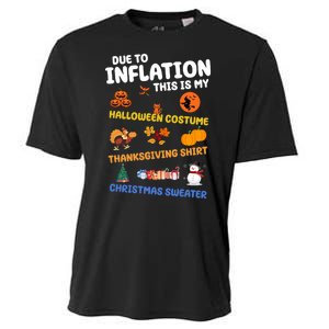 Due To Inflation This Is My Halloween Thanksgiving Christmas Cooling Performance Crew T-Shirt