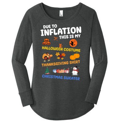 Due To Inflation This Is My Halloween Thanksgiving Christmas Women's Perfect Tri Tunic Long Sleeve Shirt