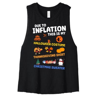 Due To Inflation This Is My Halloween Thanksgiving Christmas Women's Racerback Cropped Tank