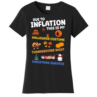 Due To Inflation This Is My Halloween Thanksgiving Christmas Women's T-Shirt