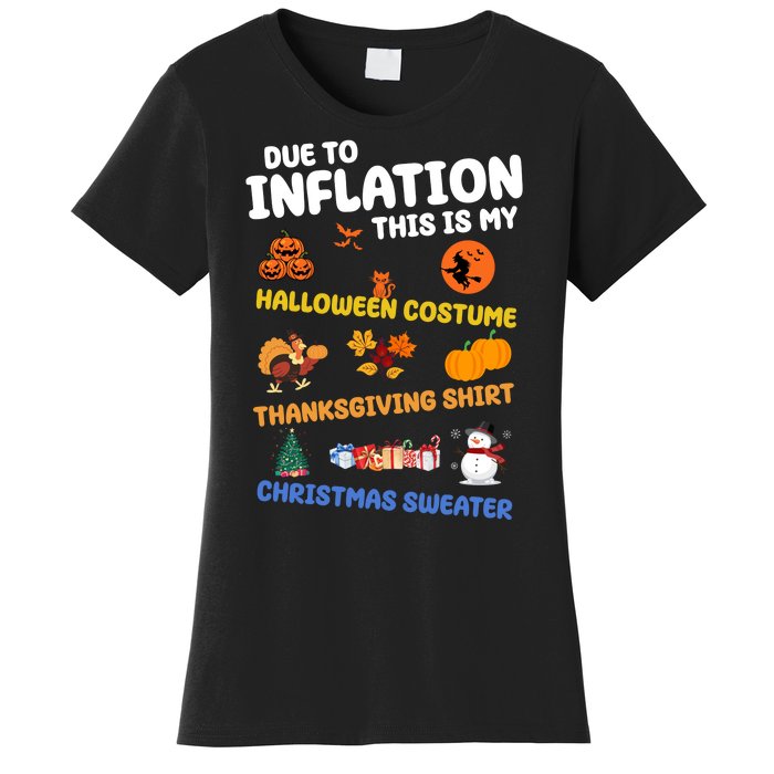 Due To Inflation This Is My Halloween Thanksgiving Christmas Women's T-Shirt