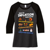 Due To Inflation This Is My Halloween Thanksgiving Christmas Women's Tri-Blend 3/4-Sleeve Raglan Shirt