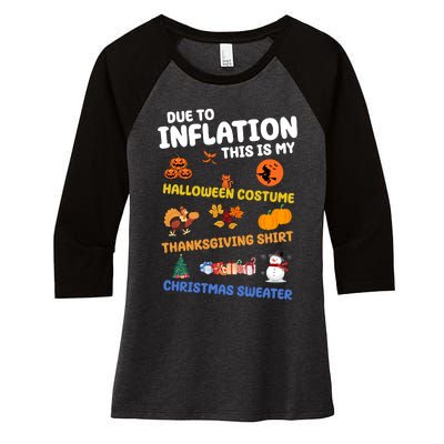 Due To Inflation This Is My Halloween Thanksgiving Christmas Women's Tri-Blend 3/4-Sleeve Raglan Shirt