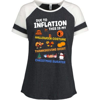 Due To Inflation This Is My Halloween Thanksgiving Christmas Enza Ladies Jersey Colorblock Tee