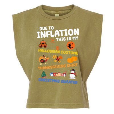 Due To Inflation This Is My Halloween Thanksgiving Christmas Garment-Dyed Women's Muscle Tee