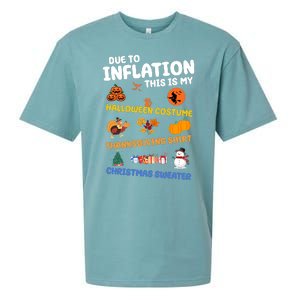 Due To Inflation This Is My Halloween Thanksgiving Christmas Sueded Cloud Jersey T-Shirt