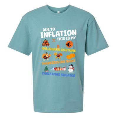 Due To Inflation This Is My Halloween Thanksgiving Christmas Sueded Cloud Jersey T-Shirt