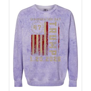 Donald Trump Inauguration Day 2025 47th President 47 Us Flag Colorblast Crewneck Sweatshirt