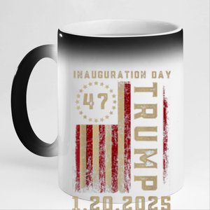 Donald Trump Inauguration Day 2025 47th President 47 Us Flag 11oz Black Color Changing Mug