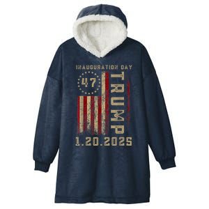 Donald Trump Inauguration Day 2025 47th President 47 Us Flag Hooded Wearable Blanket