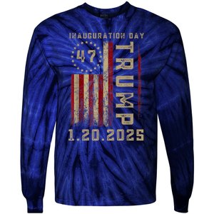 Donald Trump Inauguration Day 2025 47th President 47 Us Flag Tie-Dye Long Sleeve Shirt