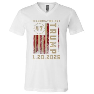 Donald Trump Inauguration Day 2025 47th President 47 Us Flag V-Neck T-Shirt