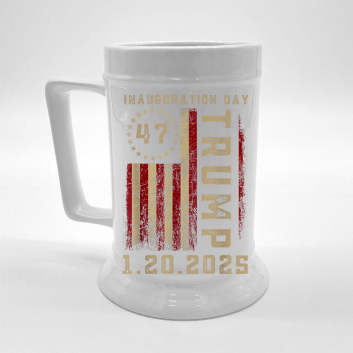 Donald Trump Inauguration Day 2025 47th President 47 Us Flag Beer Stein