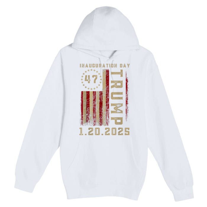 Donald Trump Inauguration Day 2025 47th President 47 Us Flag Premium Pullover Hoodie