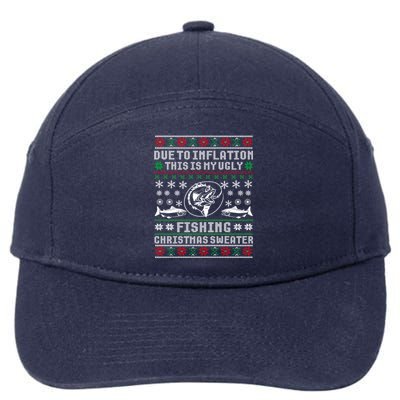 Due To Inflation This Is My Ugly Christmas Fishing Sweater Gift 7-Panel Snapback Hat