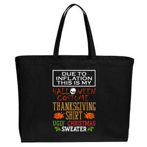 Due To Inflation This Is My Halloween Thanksgiving Xmas Cotton Canvas Jumbo Tote