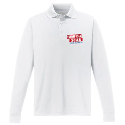 Donald Trump Is A Scab Vote Harris Performance Long Sleeve Polo