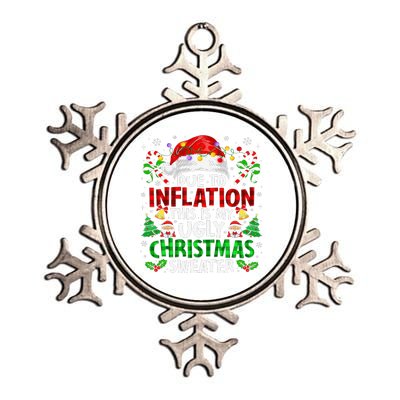 Due To Inflation Ugly Christmas Sweaters Funny Metallic Star Ornament