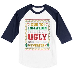 Due To Inflation This Is My Ugly Sweater For Christmas Funny Cool Gift Baseball Sleeve Shirt